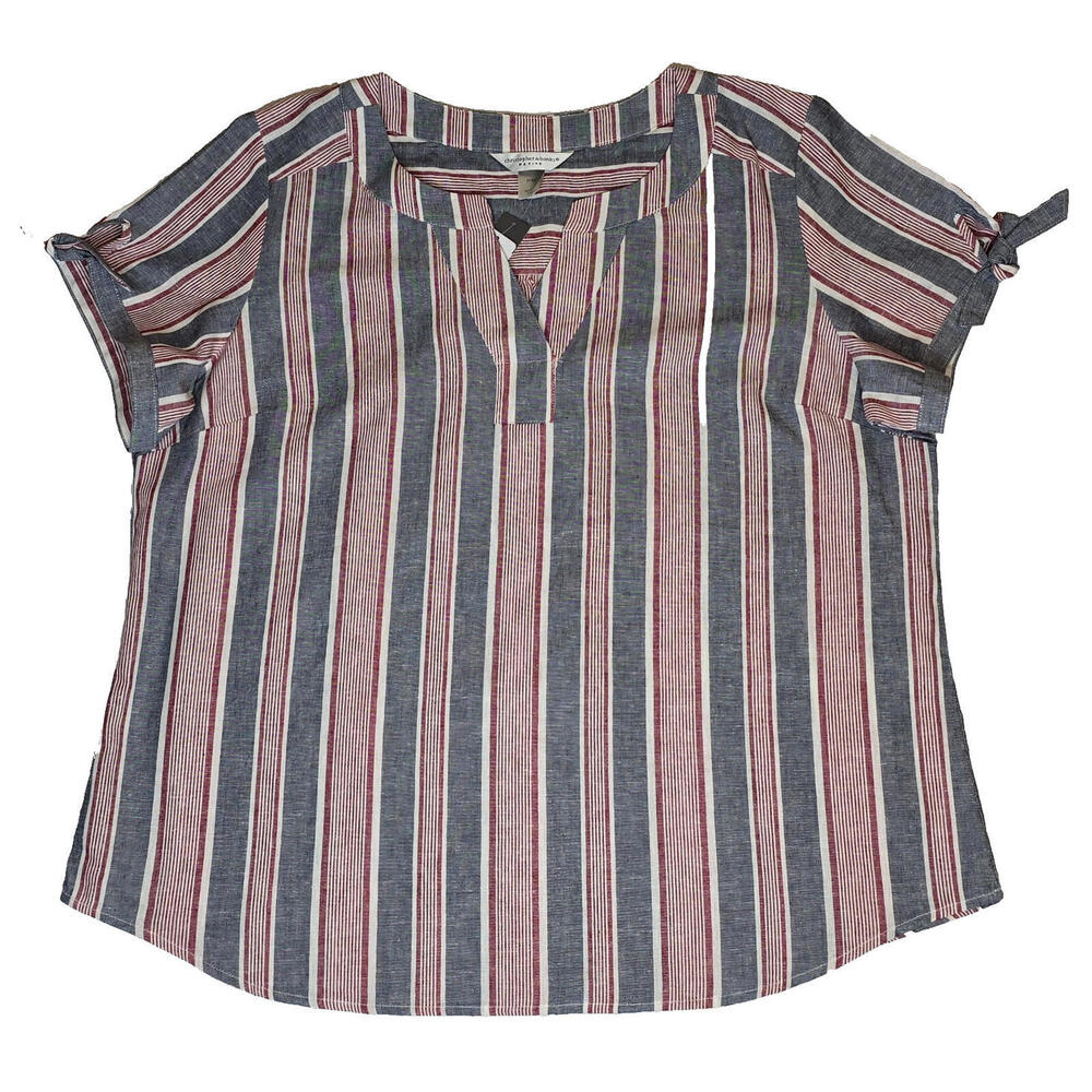 Christopher & Banks Petite Red, White & Blue Stripes Shirt SZ PXL NEW WITH TAGS